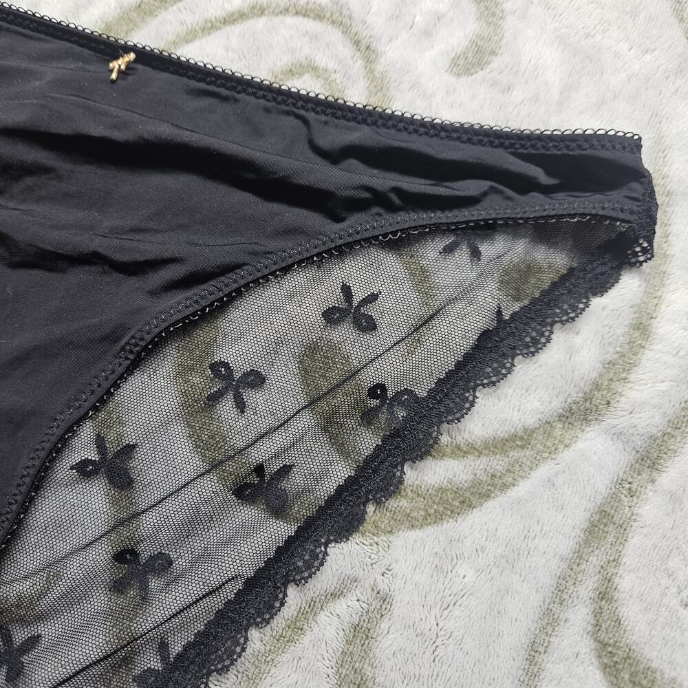 Jessica Simpson Ultra Flirty Sexy floral Sheer Black Bikini Cut Panty Large - Picture 2 of 5